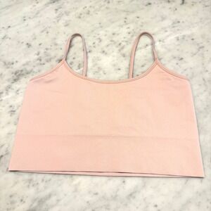 Athleta Aurora Seamless Ribbed Crop Tank Top XL Pale Pink Strappy Back Yoga